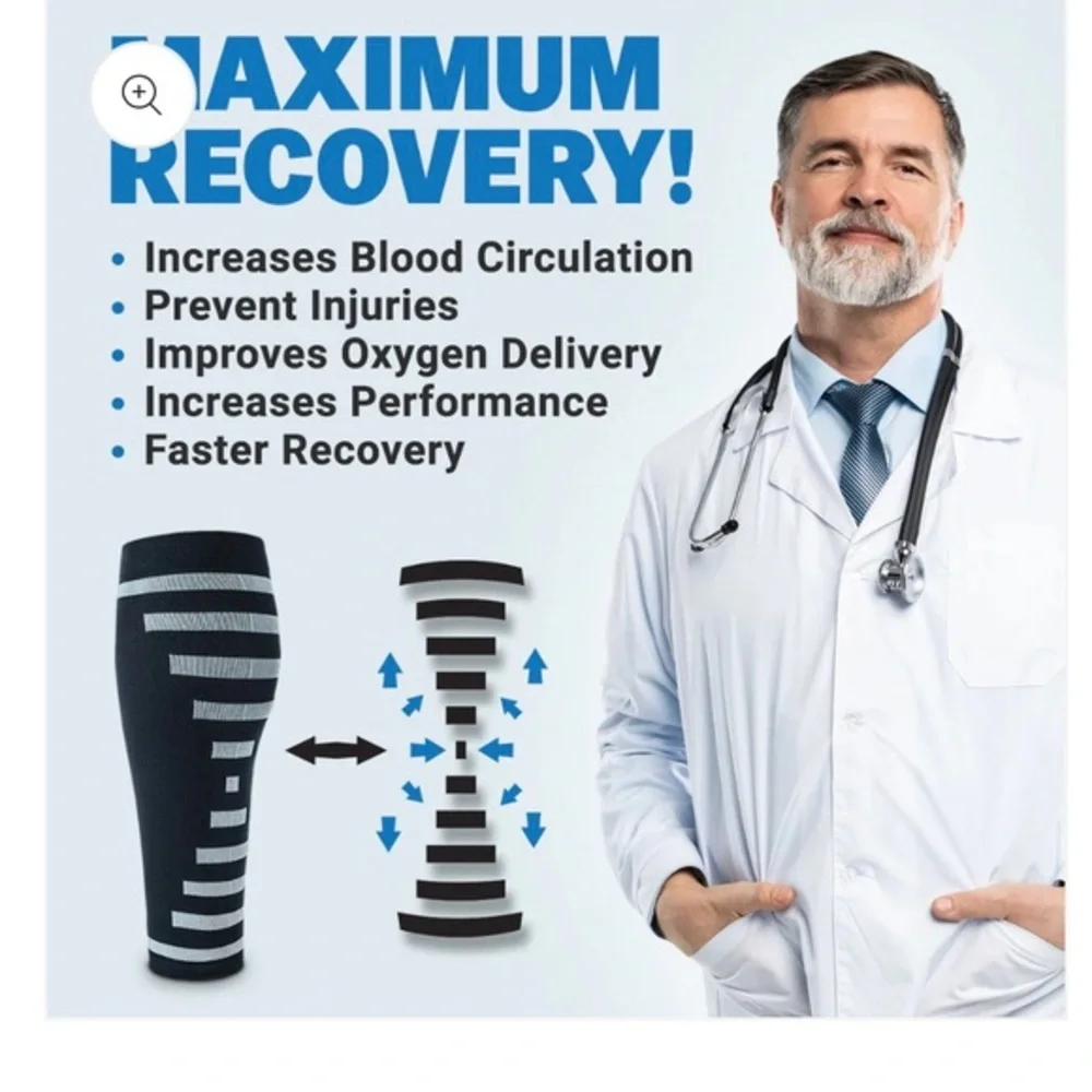 PowerLix unisex Calf Compression Supreme Shin‎ Splint Sleeves sz L/XL new-1 pair